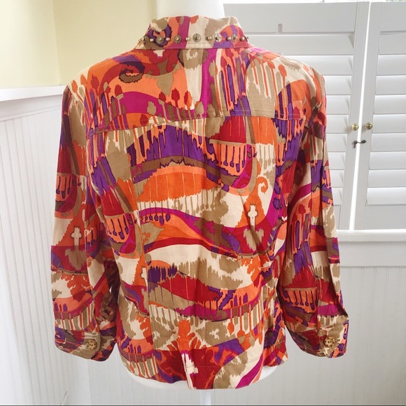 Ruby Rd Colorful Wood Button Linen Blend Jacket 14 - Picture 2 of 6